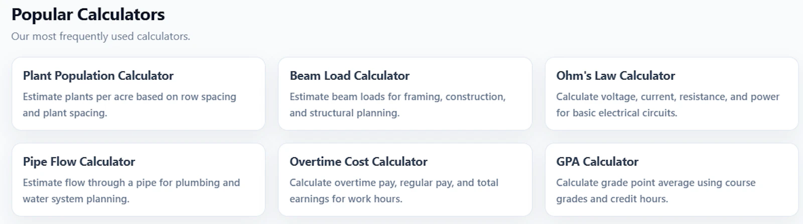 TinyCalculators.com screenshot 3