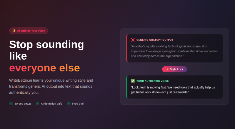 WriteBetter.ai - Main product screenshot demonstrating key features and user interface