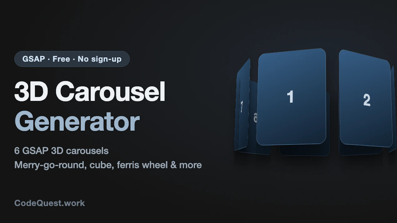 3D Carousel | GSAP Generator (6 types) product