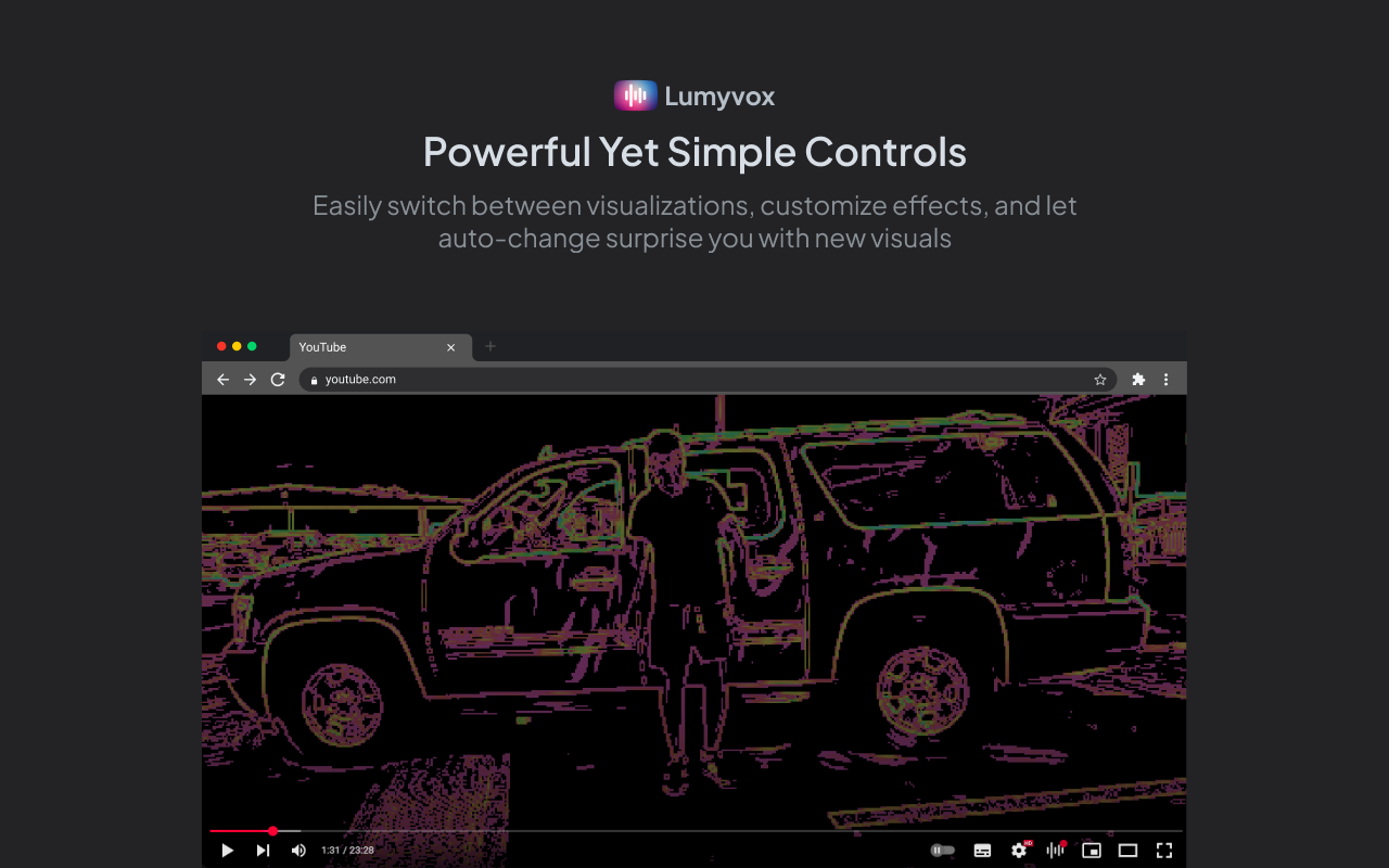 وسائط Lumyvox - youtube Audio Visualizer Extension chrome 4