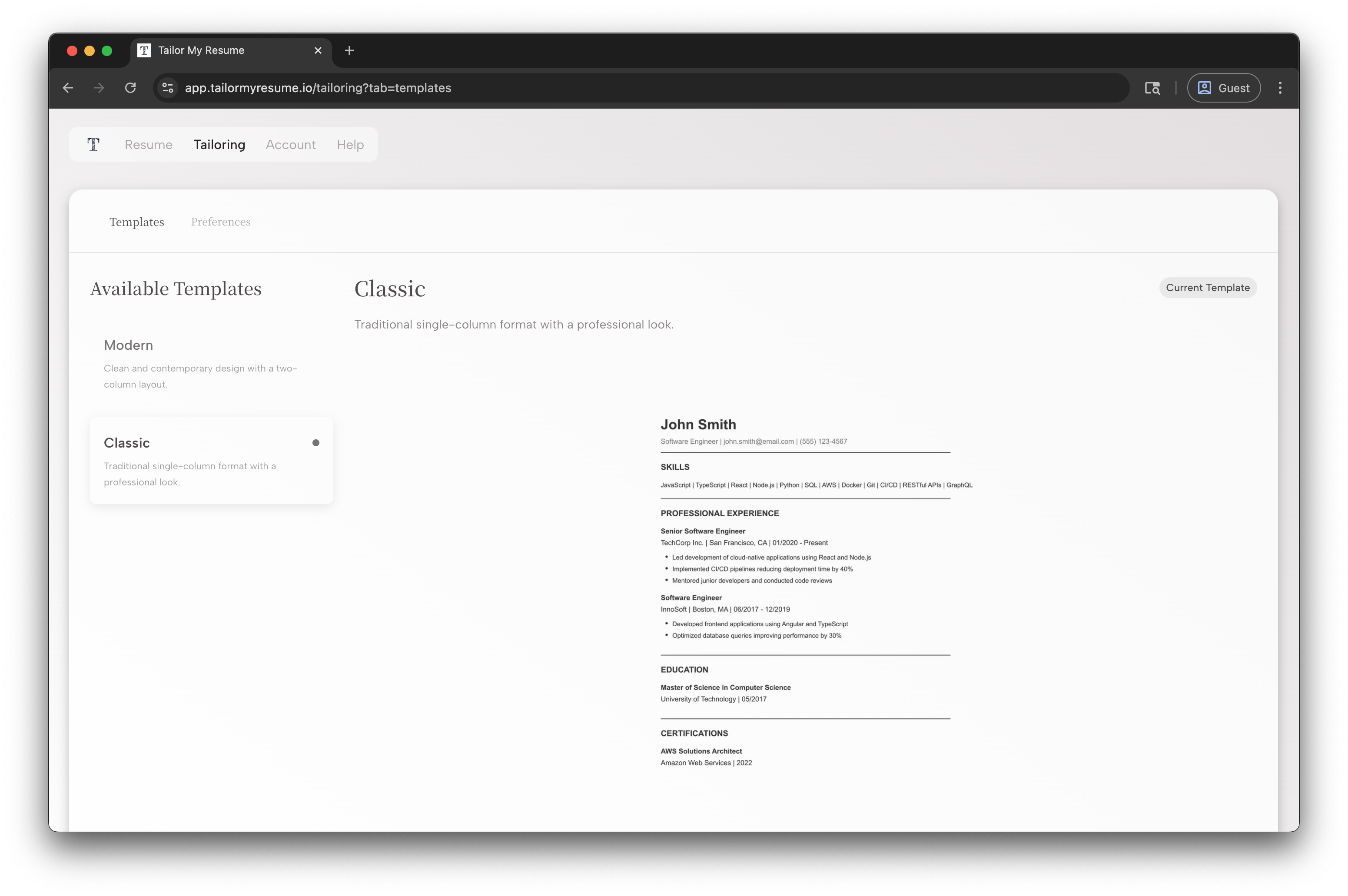 Tailor My Resume - Screenshot 2 preview