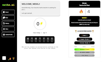 Maths.ai classroom: A group of diverse students sitting in a classroom, engaged in interactive math lessons with the Maths.ai AI tutor on a large screen.