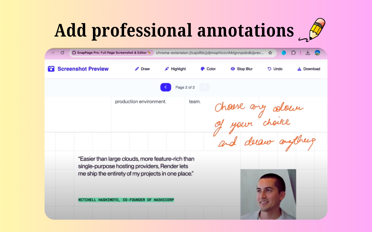 Full page screenshot & Editior - Chrome extension for advanced screenshot & editing media 3