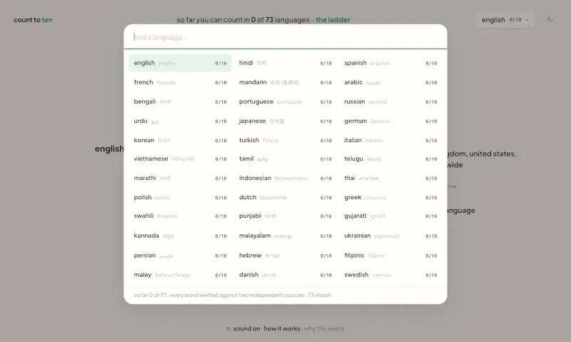 Learn to count in 73 languages screenshot 5