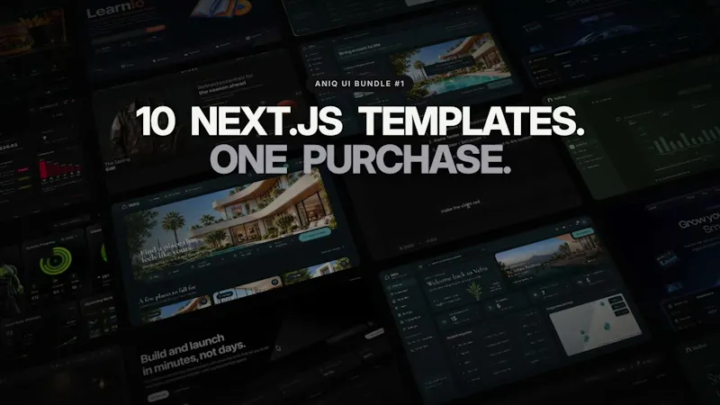Aniq UI Bundle: 10 Next.js Templates screenshot 1 (video preview)
