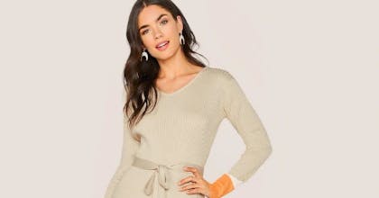 Color Block Rib-Knit Pencil Dress gallery image