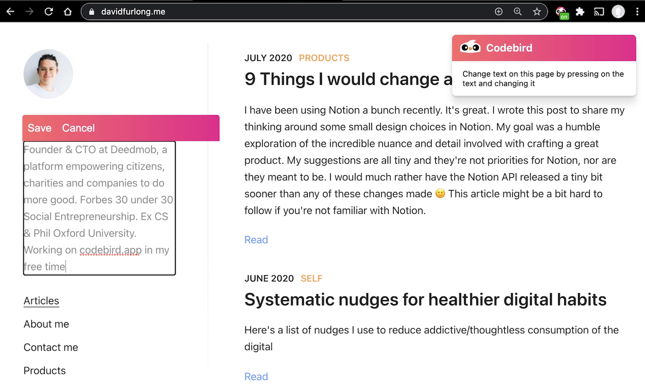 Codebird gallery image