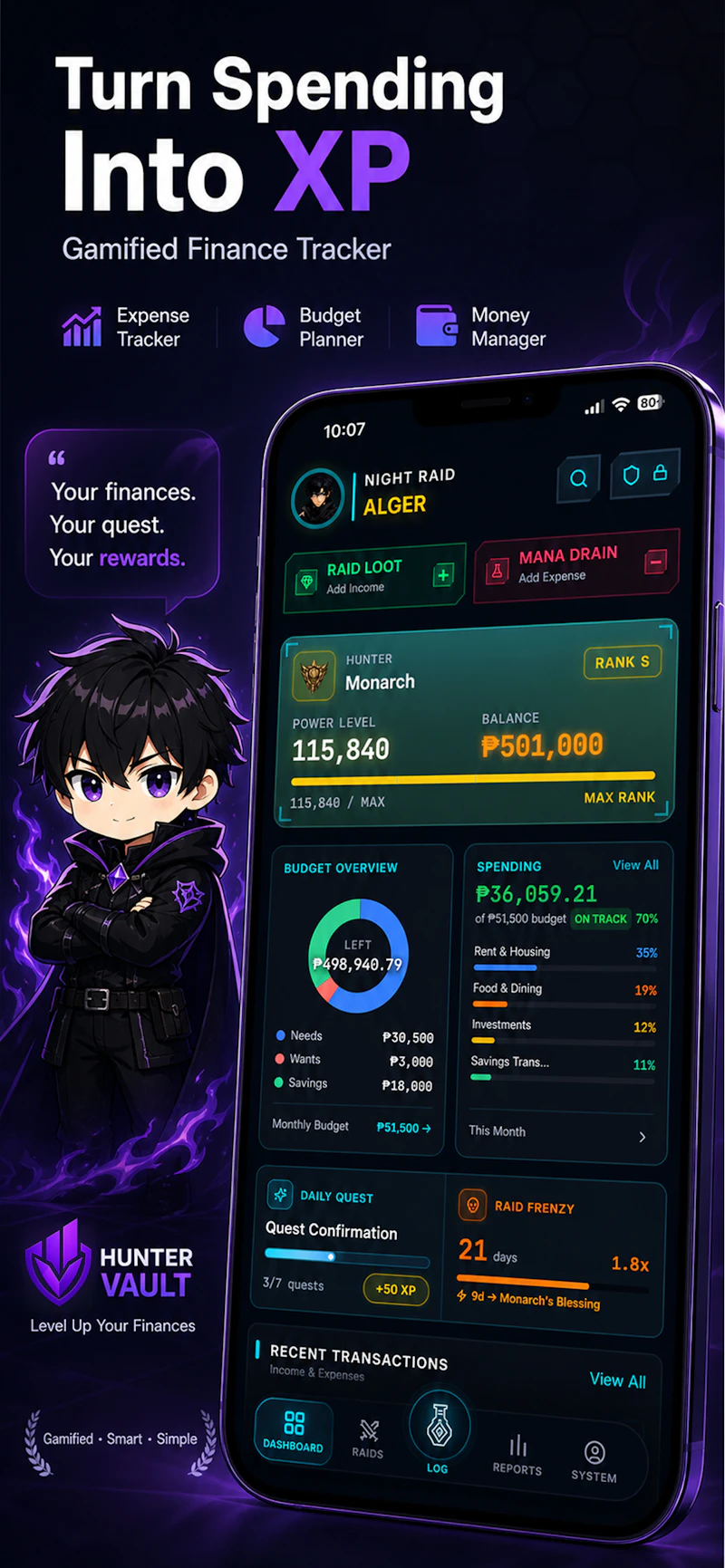 Hunter Vault: Level Up Finance screenshot 2