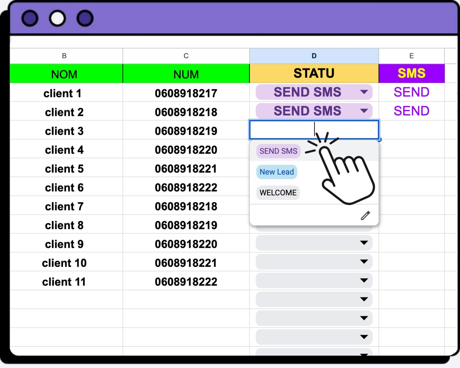 Google Sheets SMS from Your Phone Number - Main product screenshot demonstrating key features and user interface