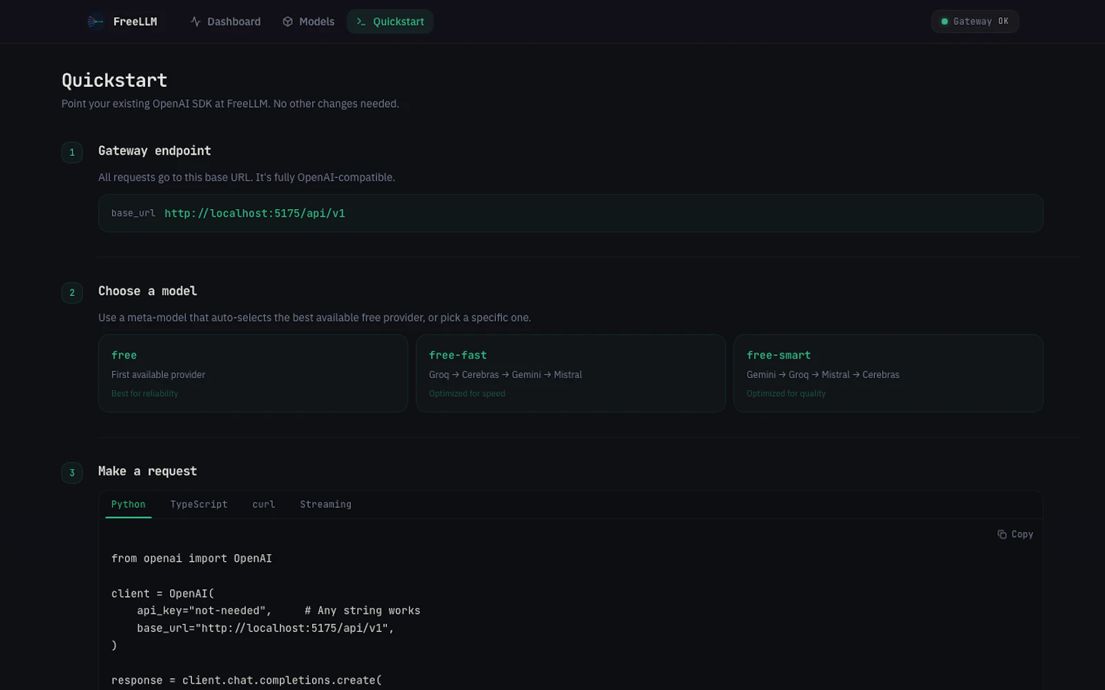 FreeLLM · free LLM tiers into 1 endpoint screenshot 3
