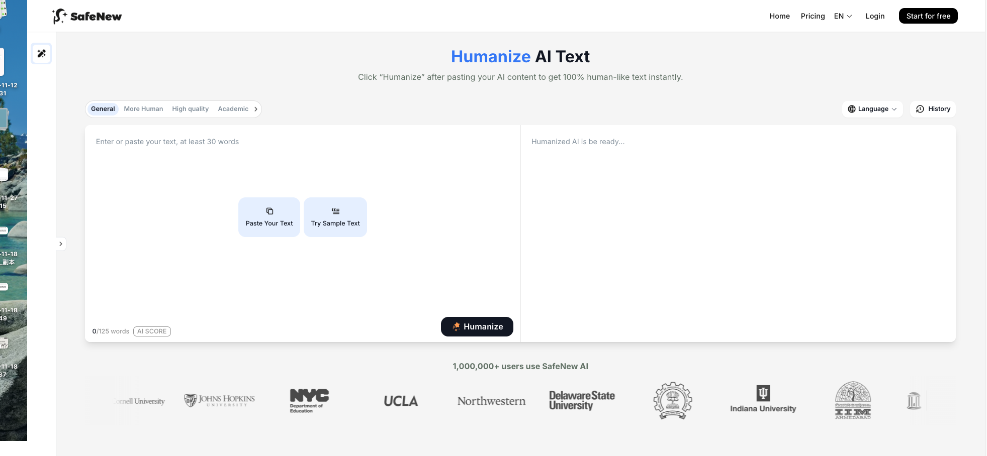 SafeNew.AI - Screenshot 2 showing product features and functionality