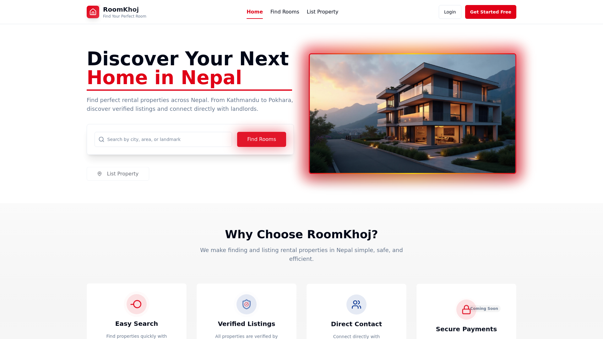 RoomKhoj - Main product screenshot demonstrating key features and user interface