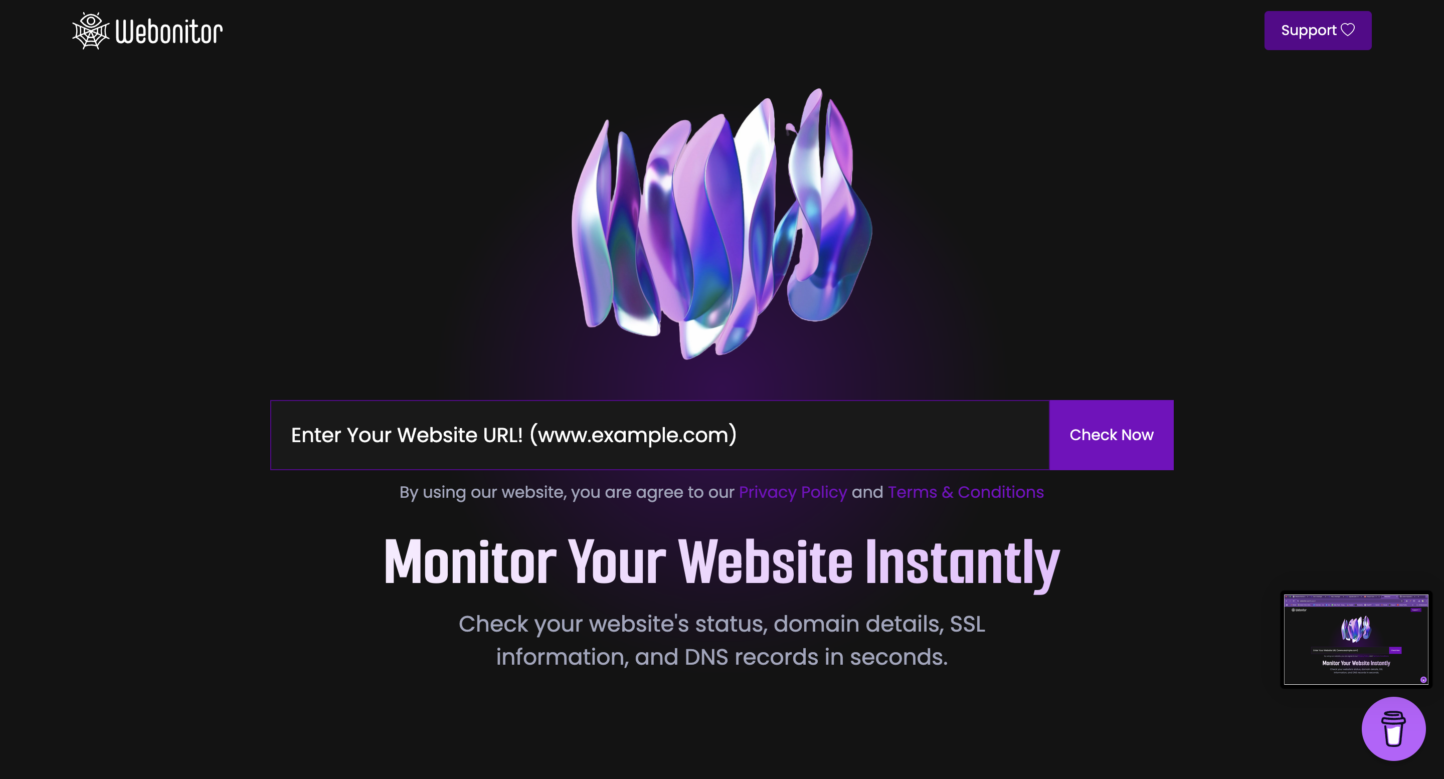 Media Webonitor - Alat untuk memantau status laman web, tamat tempoh domain, dll 1