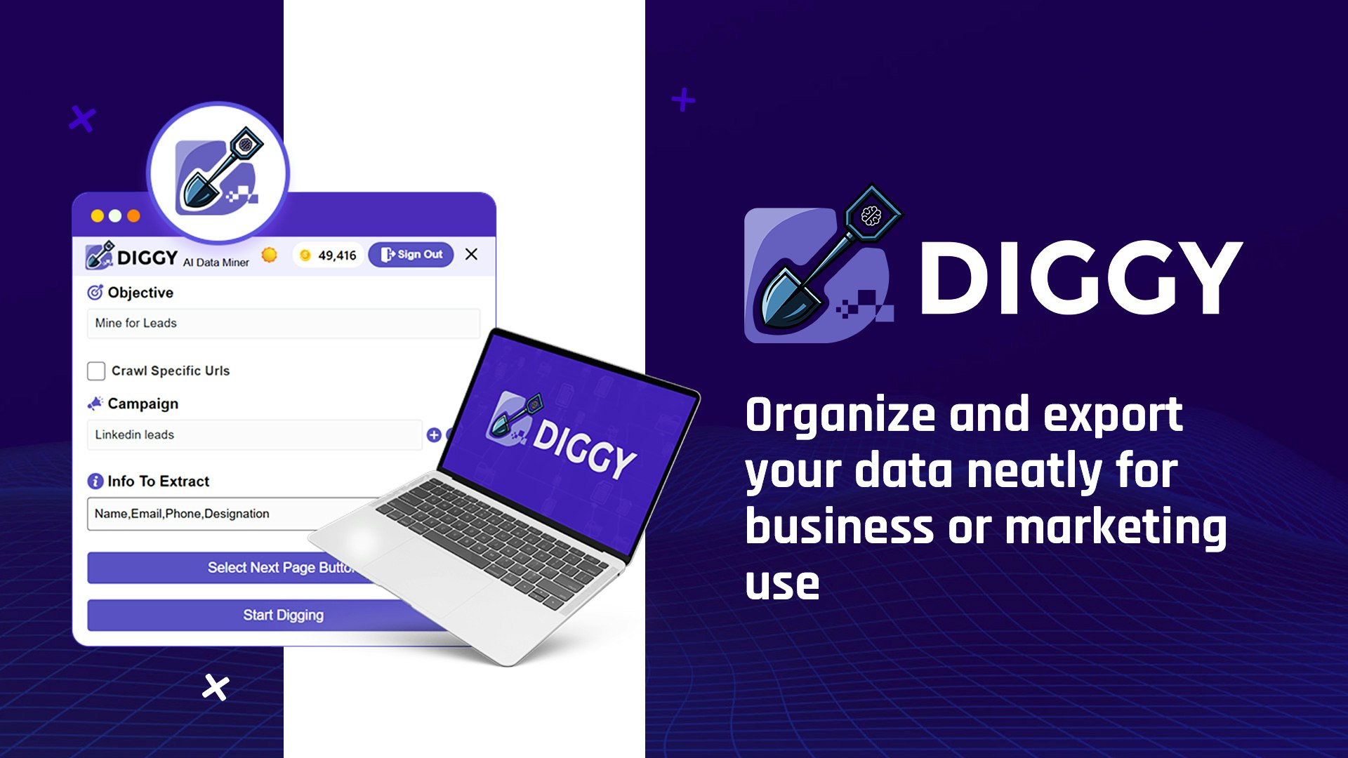 Diggy Miner AI Web Scraper - Get leads and data from any website using AI. media 3