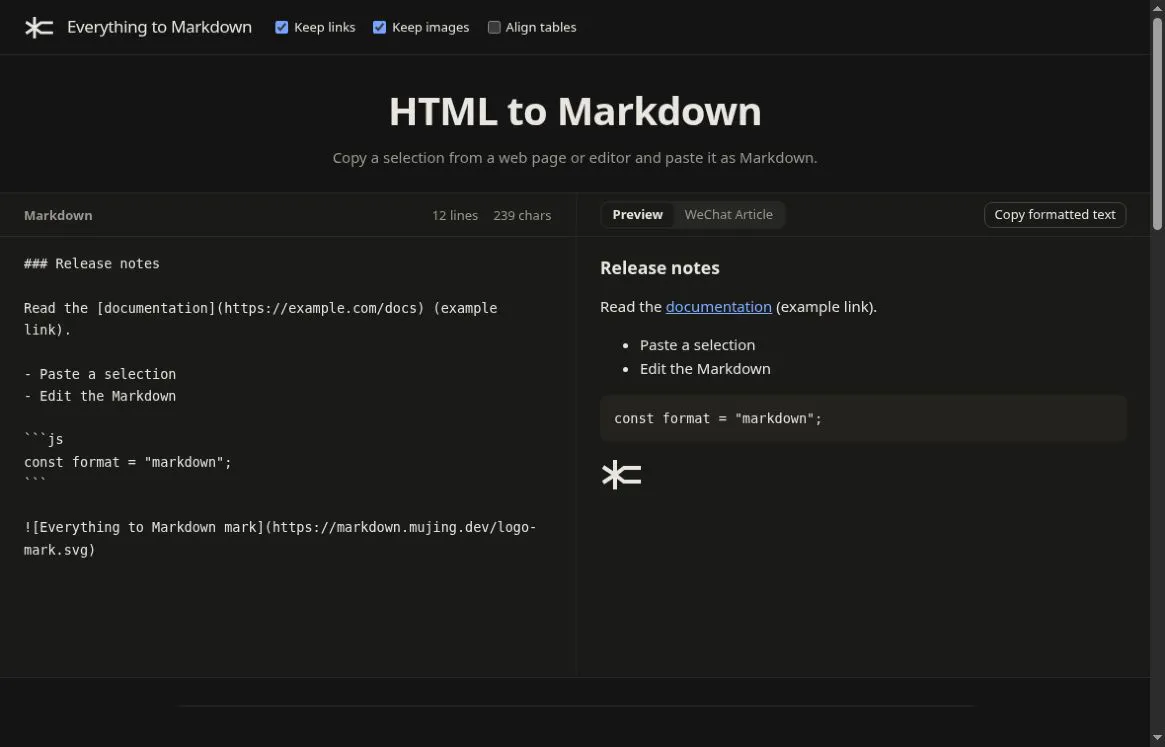 Everything to Markdown gallery image
