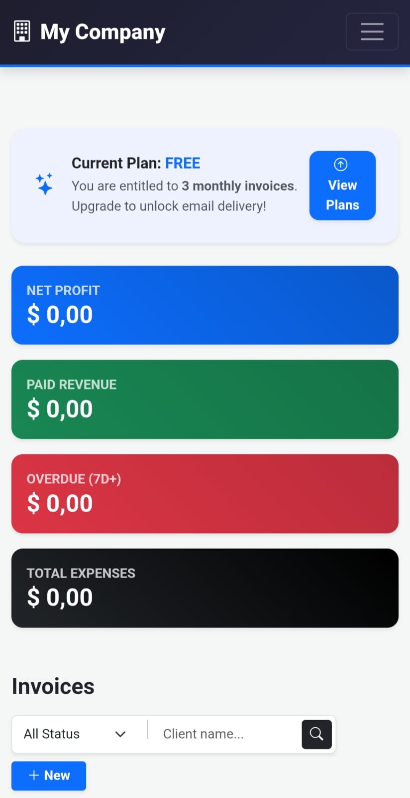 InvoiceSaaS - Main product screenshot demonstrating key features and user interface