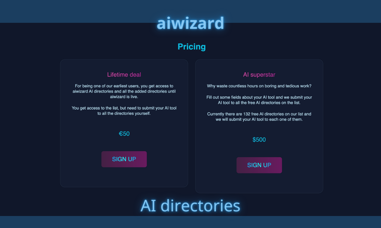 Media AIWIZARD AI Thư mục - Gửi công cụ AI của bạn tới 172 thư mục AI để biết thêm lưu lượng truy cập 7