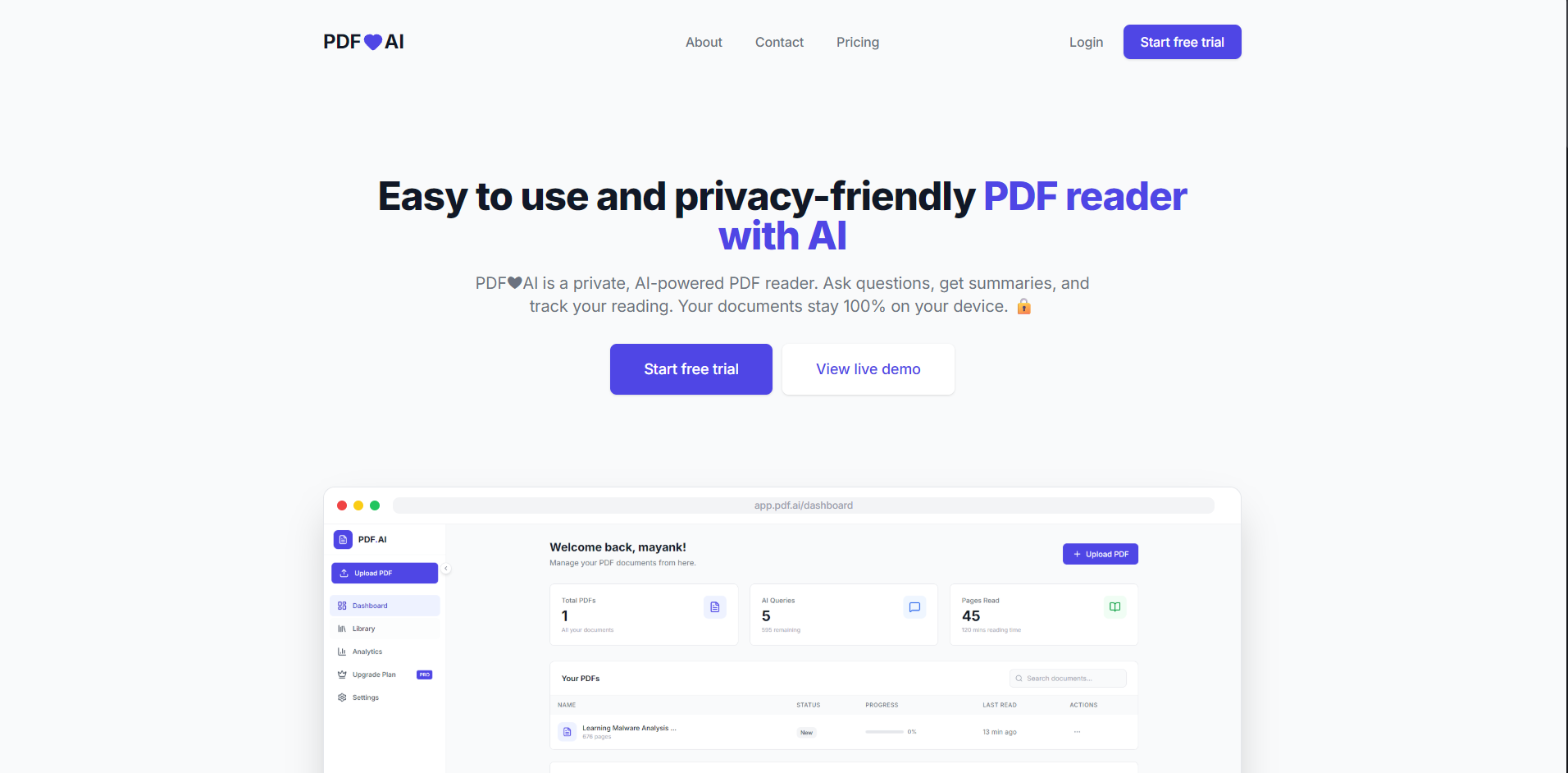 PDF❤AI - Main product screenshot demonstrating key features and user interface