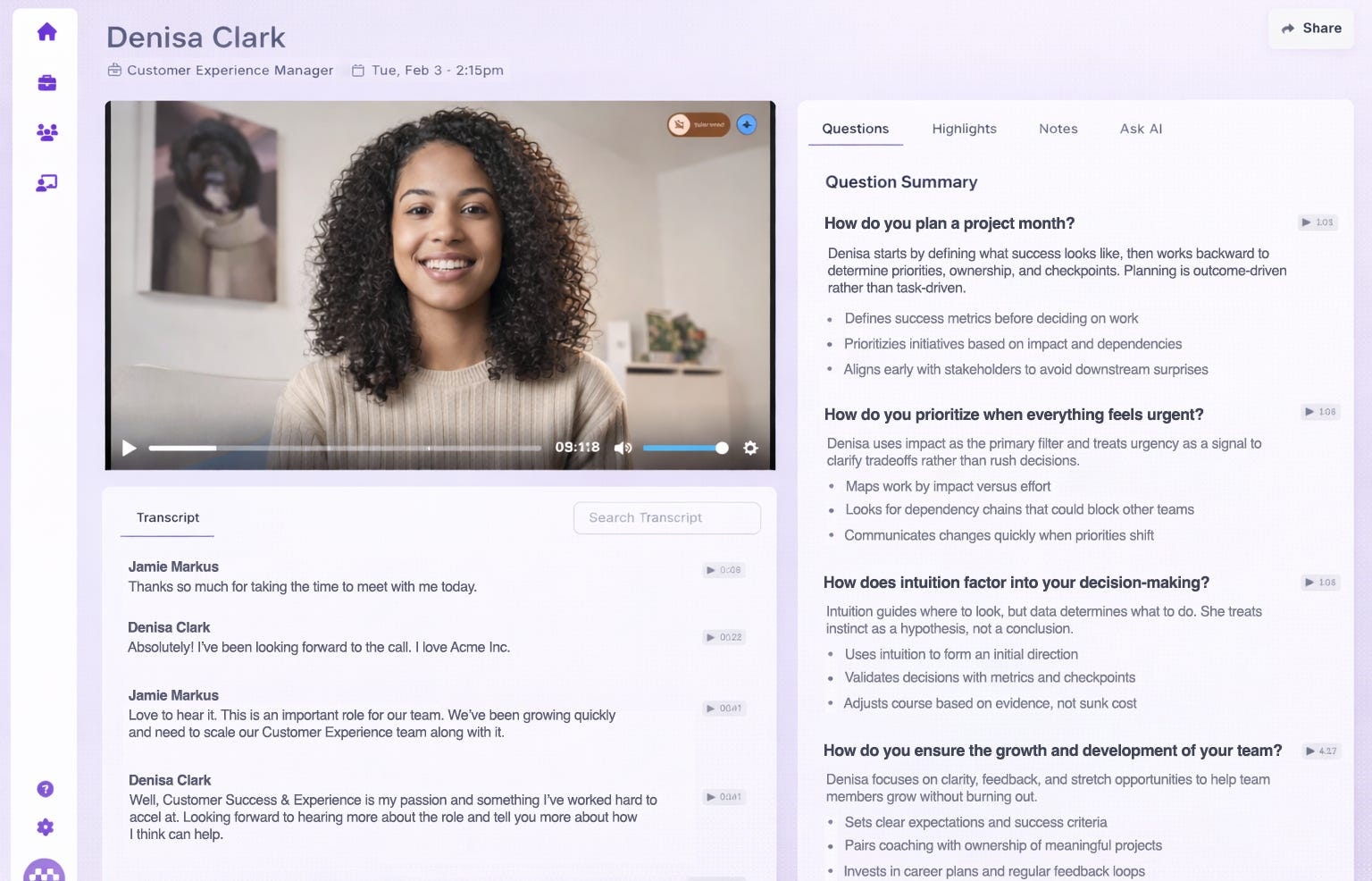 AI Interviewing by Mega HR - Main product screenshot demonstrating key features and user interface