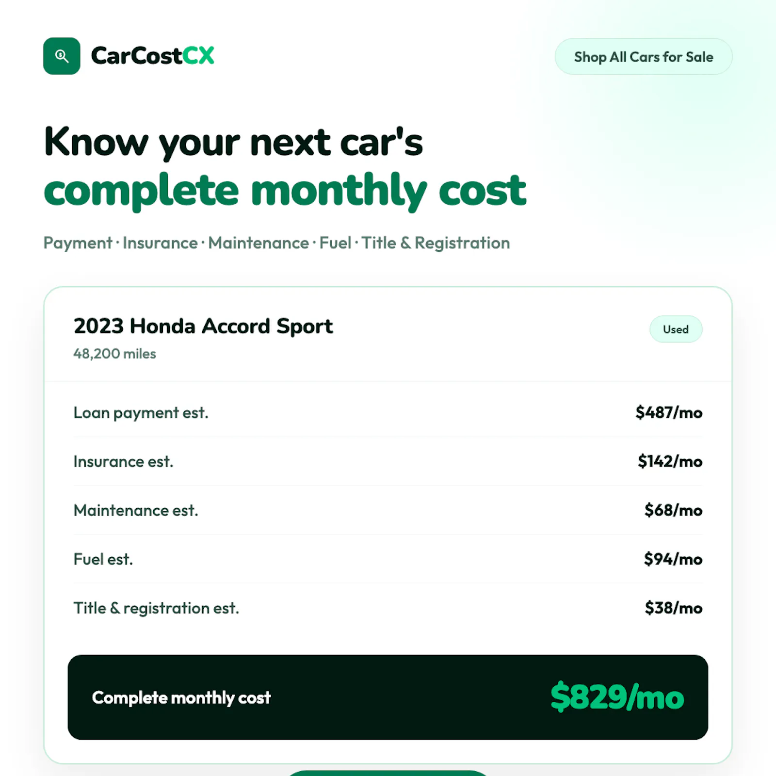 CarCostCX screenshot 1