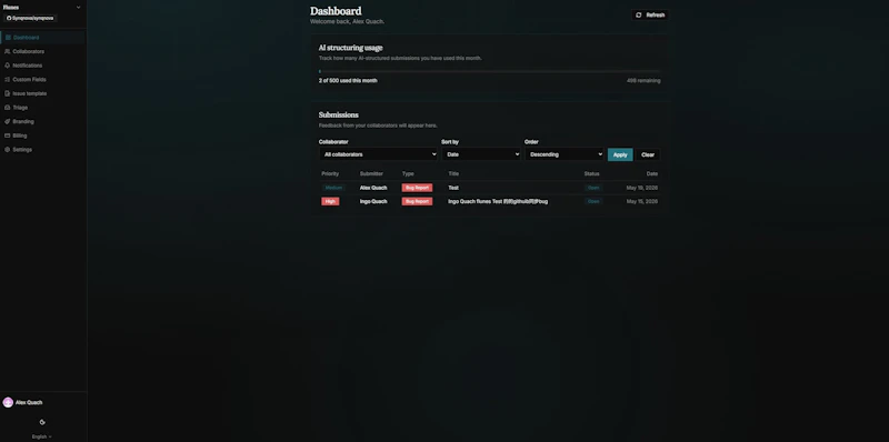 Flunes — Feedback intake for GitHub screenshot 3