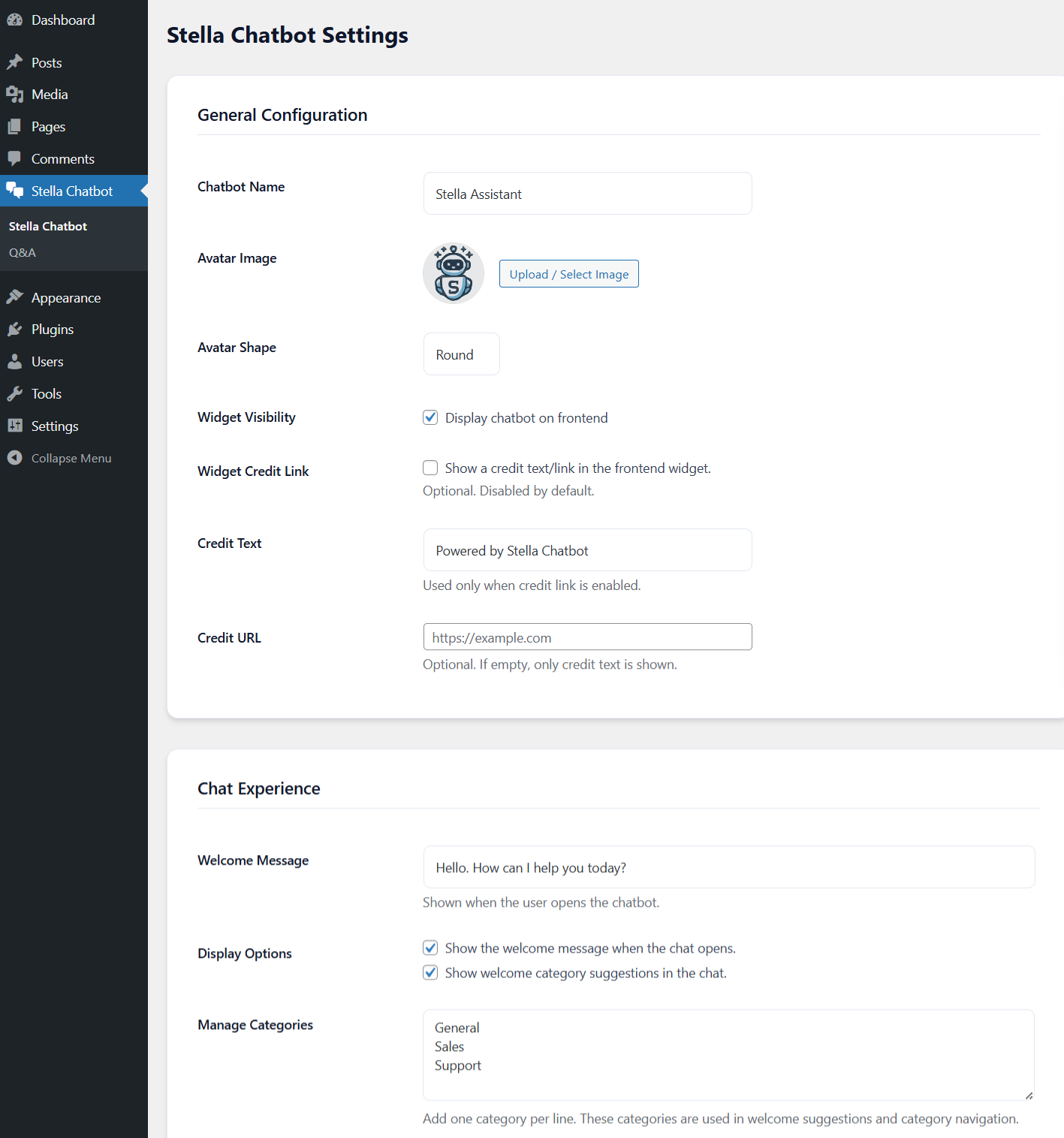 Stella Chatbot Wordpress Plugin gallery image