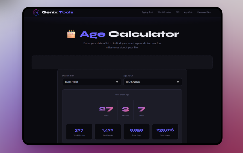 Genix Tools — Free Online Utility Tools - Main product screenshot demonstrating key features and user interface