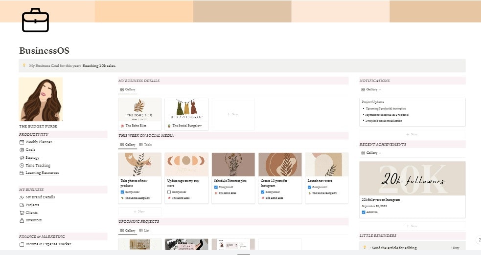 Modelo completo de noção BusinessOS media 2
