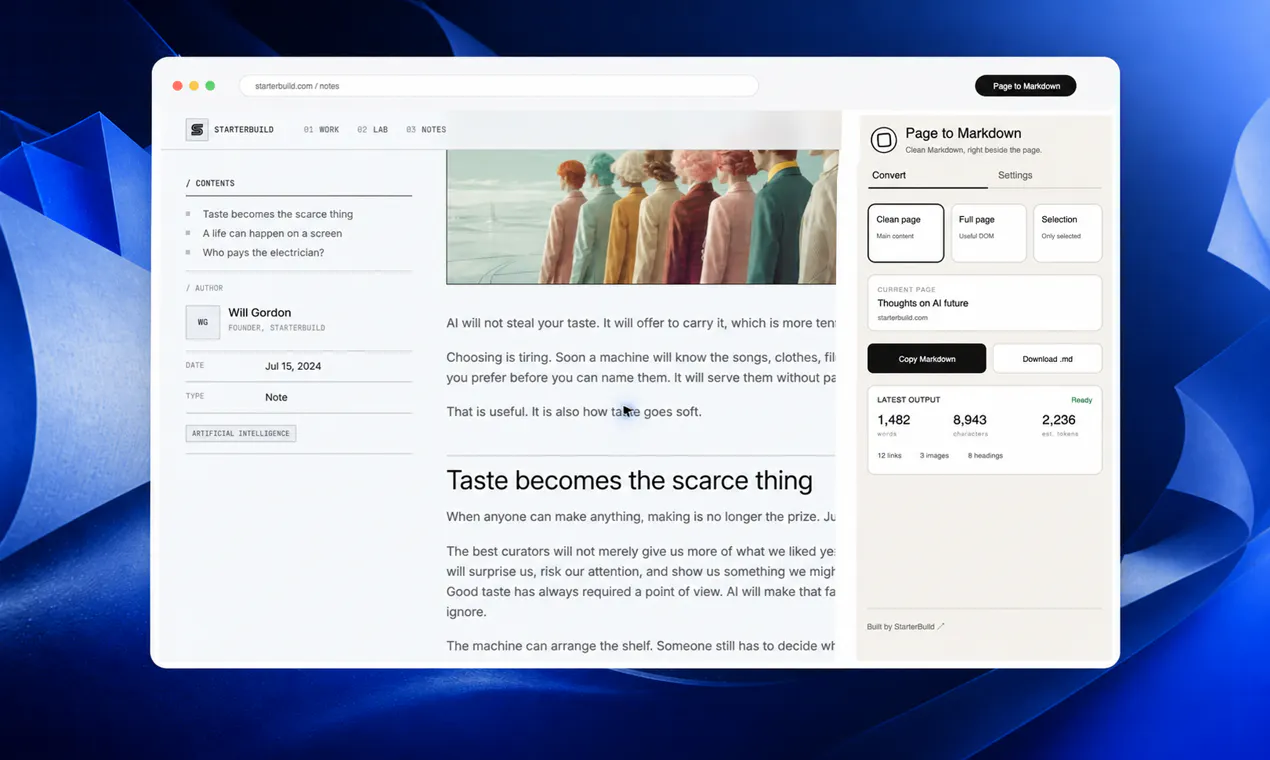 Page to Markdown gallery image