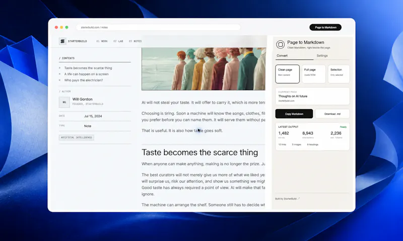 Page to Markdown screenshot 2