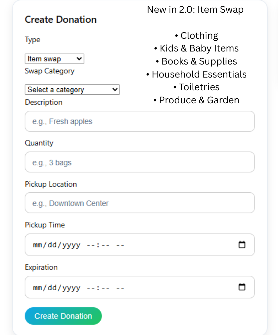 FoodShare 2.0 - Screenshot 4 showing product features and functionality