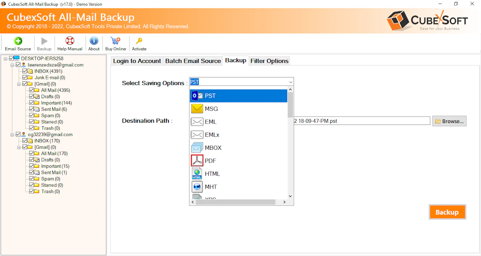 CubexSoft Yahoo Mail Backup Tool  screenshot 2