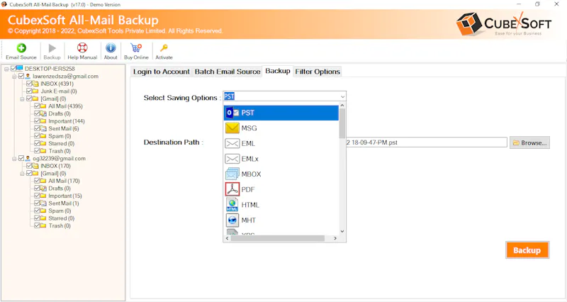 CubexSoft Yahoo Mail Backup Tool  screenshot 2