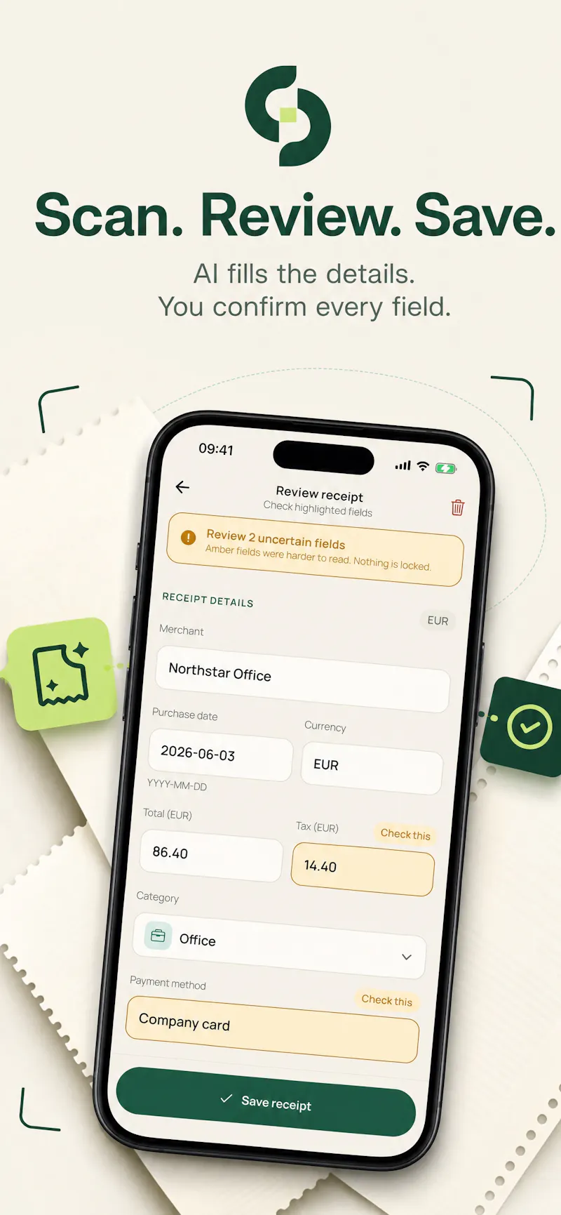 SumKeep Receipt Scanner screenshot 1