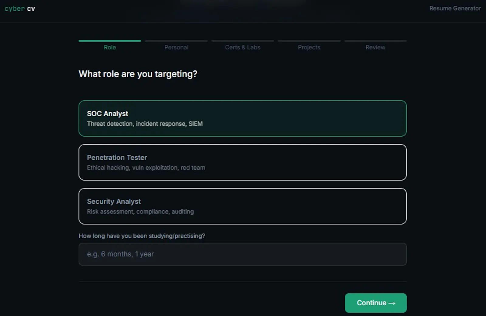 CyberCV screenshot 3