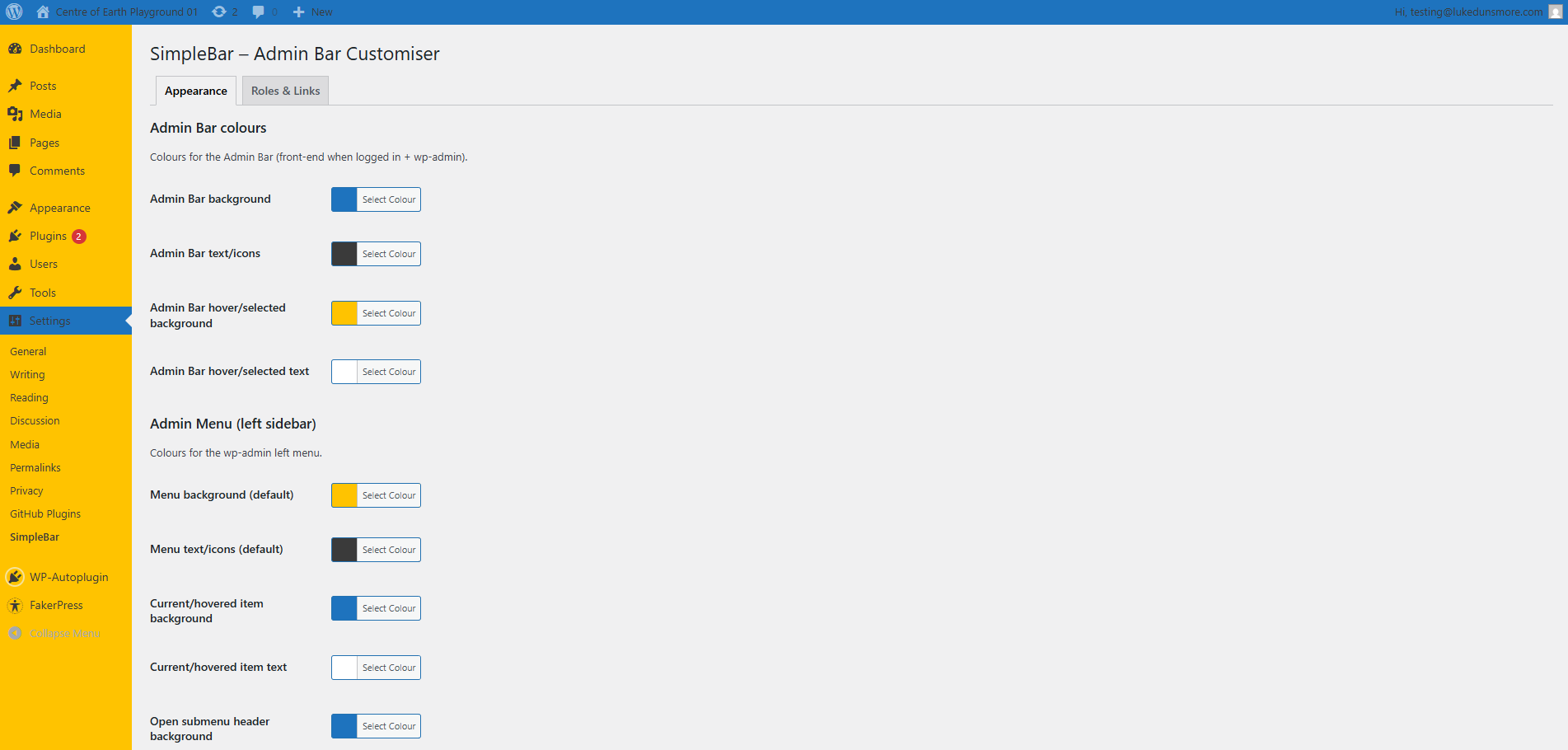 SimpleBar - WP Admin Bar Customizer - Screenshot 2 showing product features and functionality