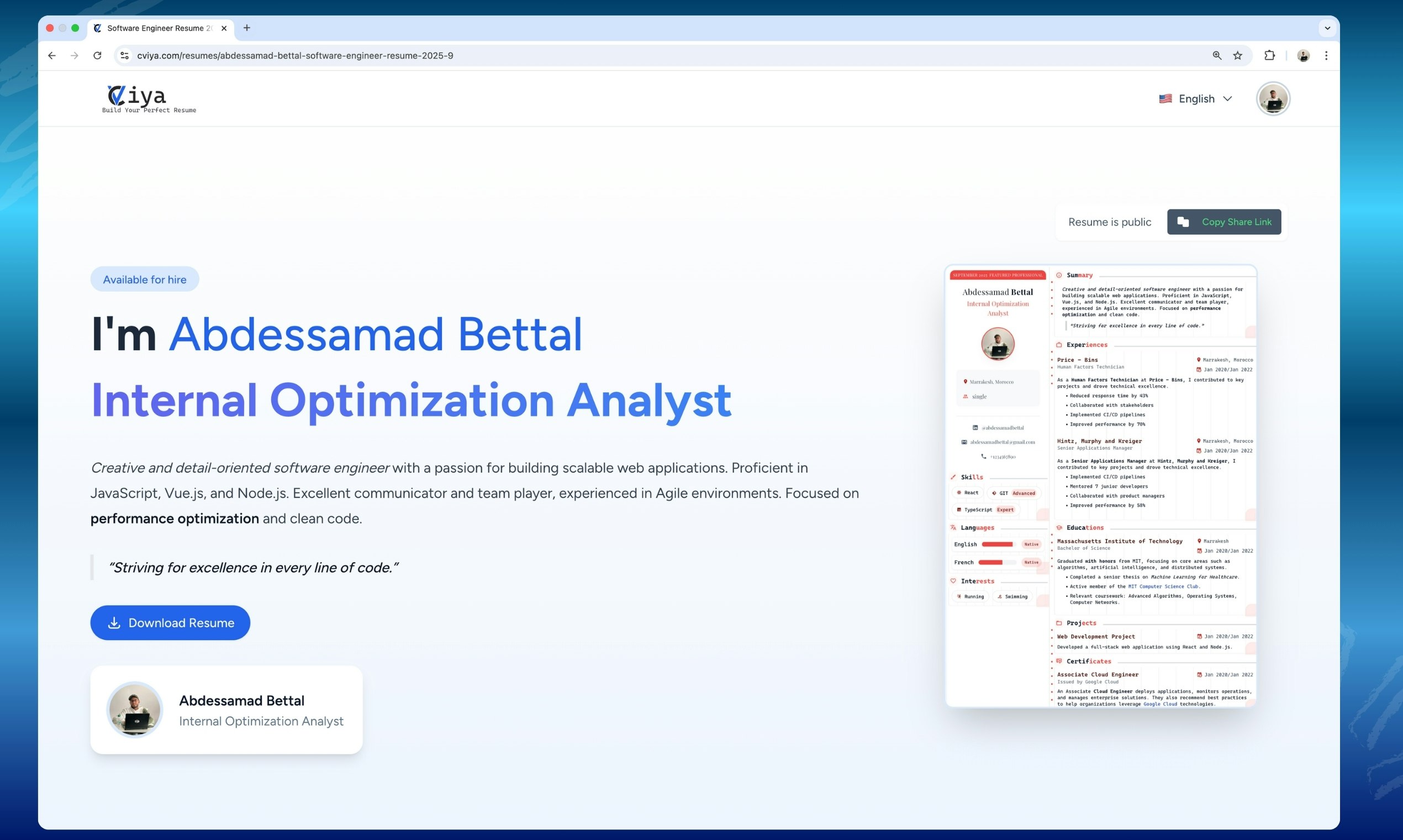 Média Cviya – Générateur de CV personnalisable gratuit - Le design reprend votre chemin : pas de limites, pas de filigranes, pas de ventes incitatives 10