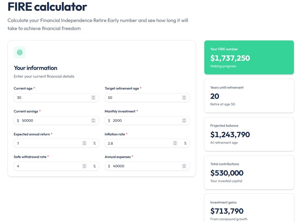 FIRE Calculator HUB gallery image