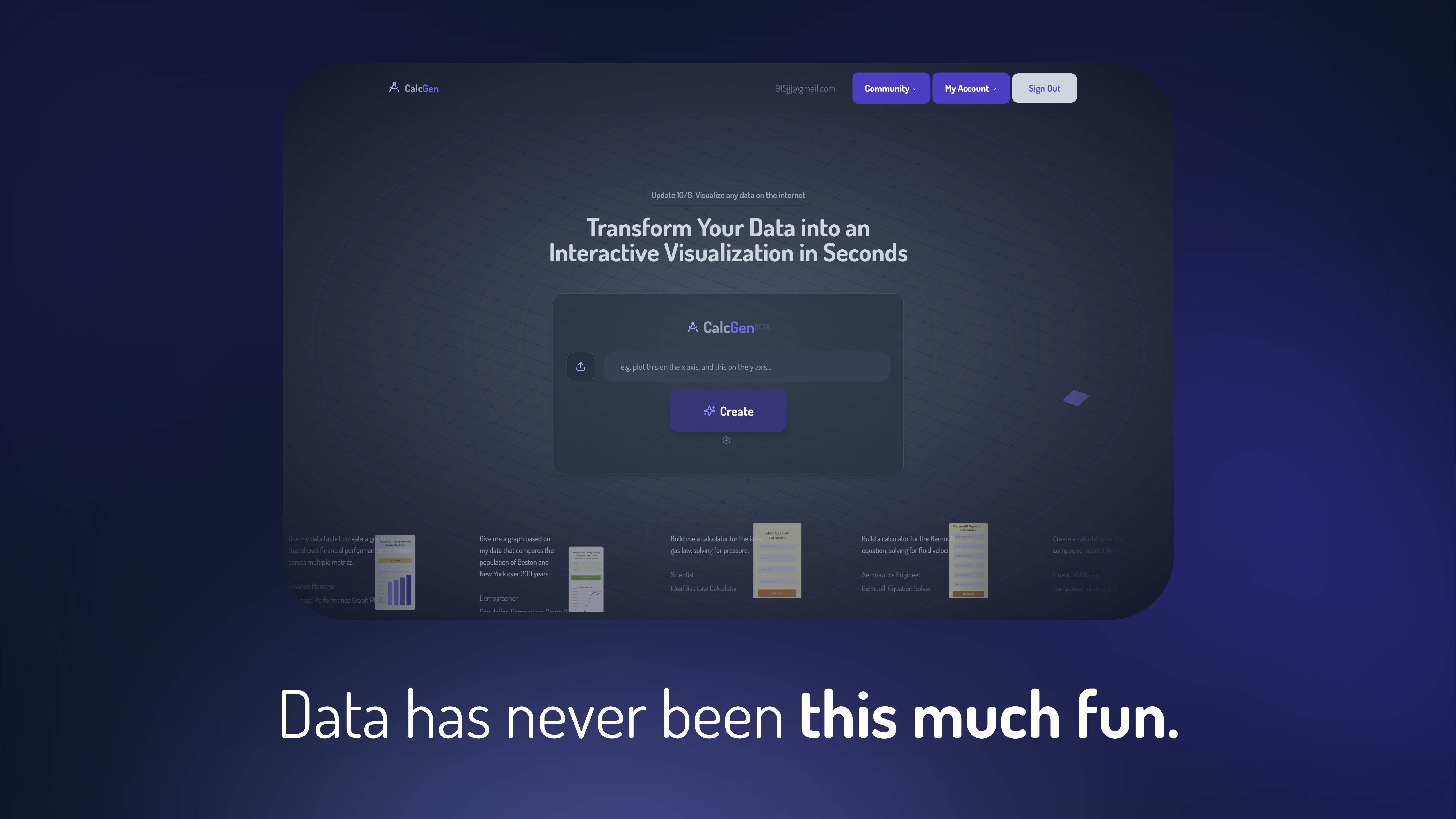 startuptile CalcGen AI-Beautifully interactive data visualizations. One prompt.