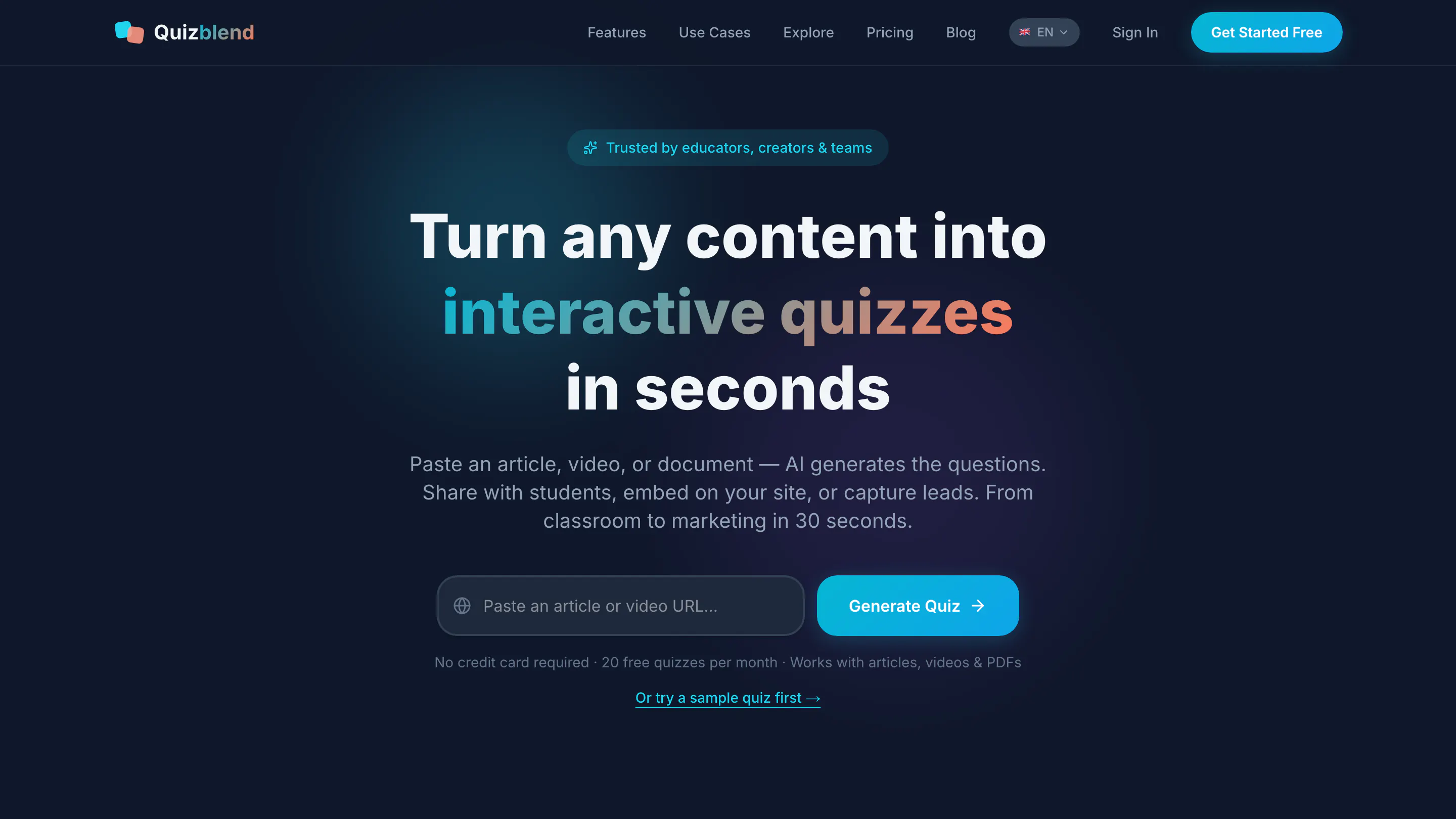 Quizblend のプロダクトバナー