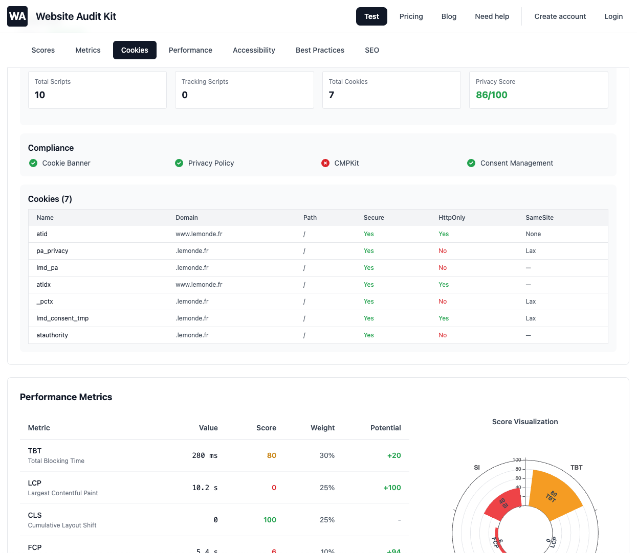 Website Audit Kit - Screenshot 2 showing product features and functionality