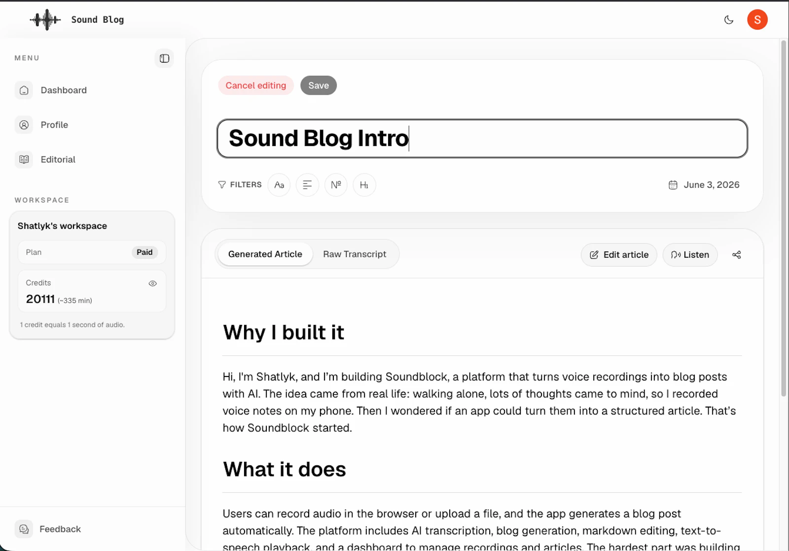 Sound Blog screenshot 4