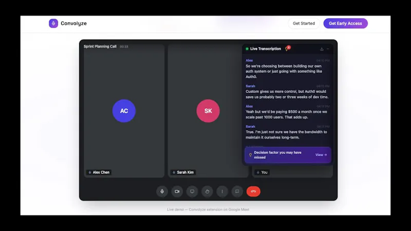Convolyze - AI Meeting Notes & FactCheck screenshot 1 (video preview)