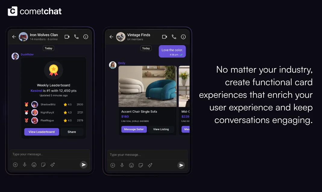 Interactive card messages for chat screenshot 5