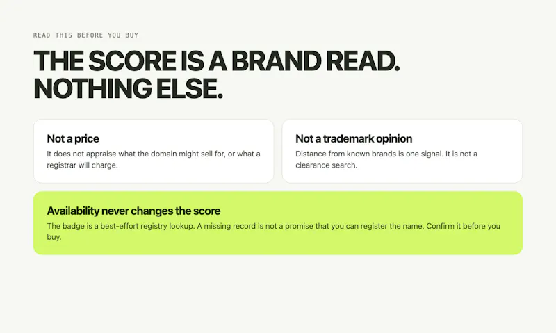 Namepraise - domain name scoring screenshot 5