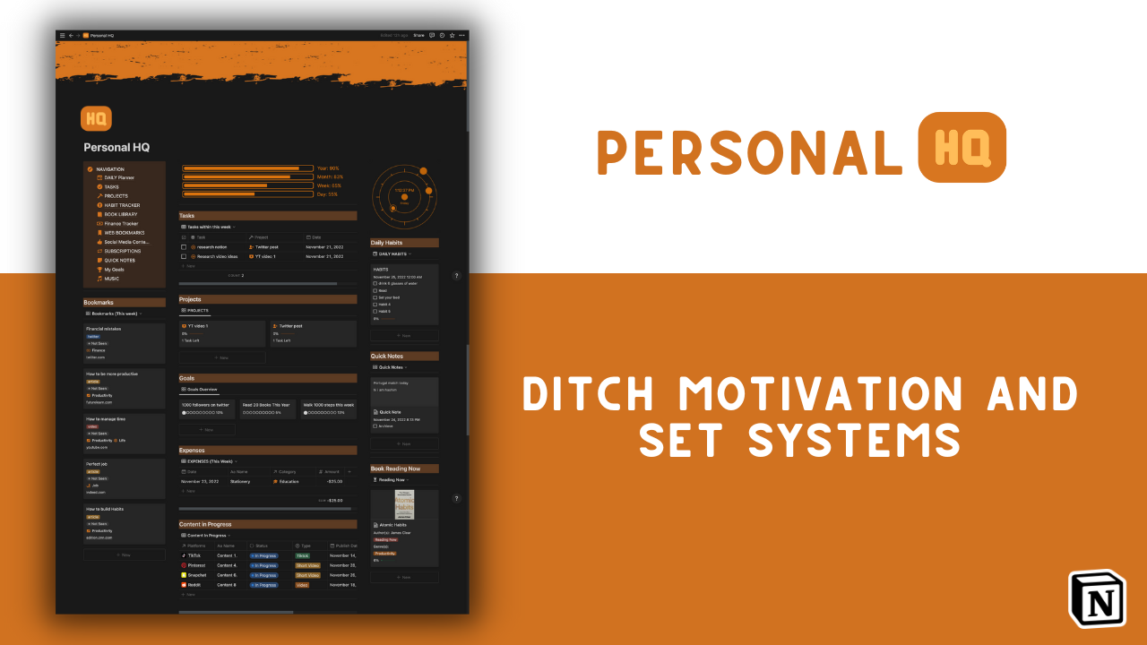 Kişisel HQ - Notion Life Dashboard medya 6