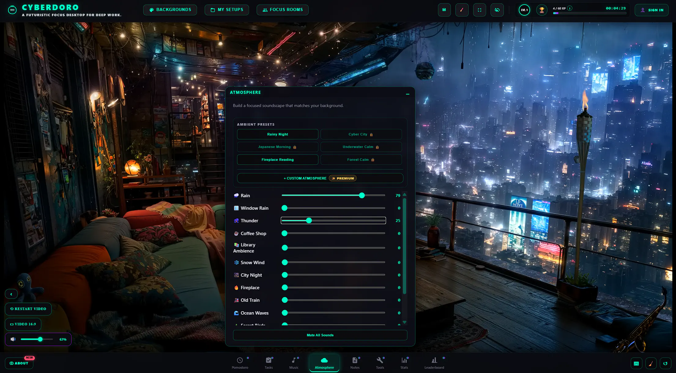 Cyberpunk focus timer with Pomodoro gallery image