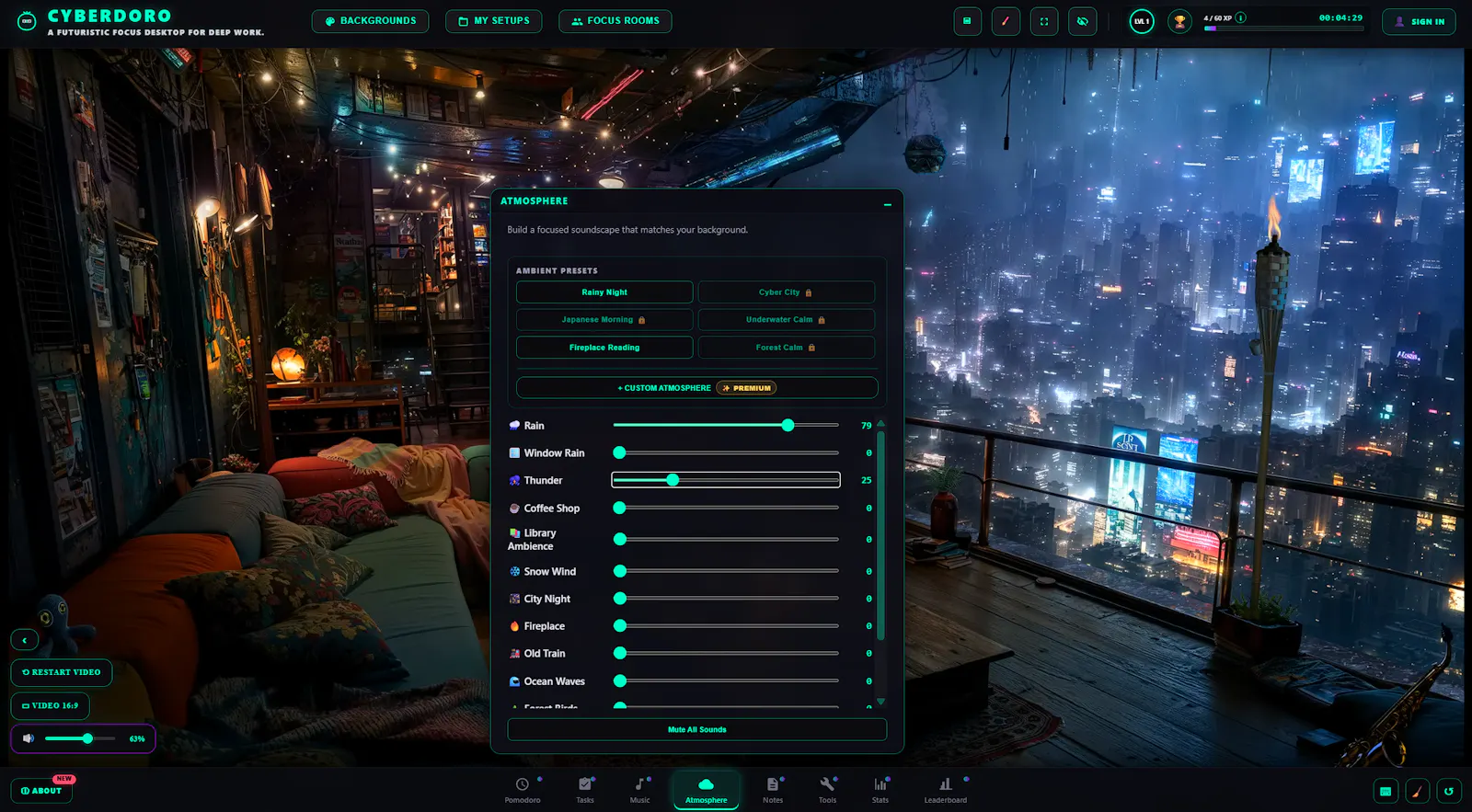 Cyberpunk focus timer with Pomodoro screenshot 4