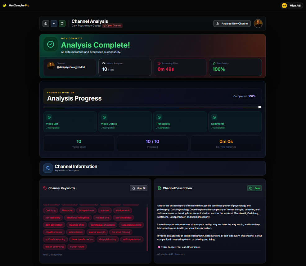 GenXEmpire YouTube Analyzer Pro gallery image