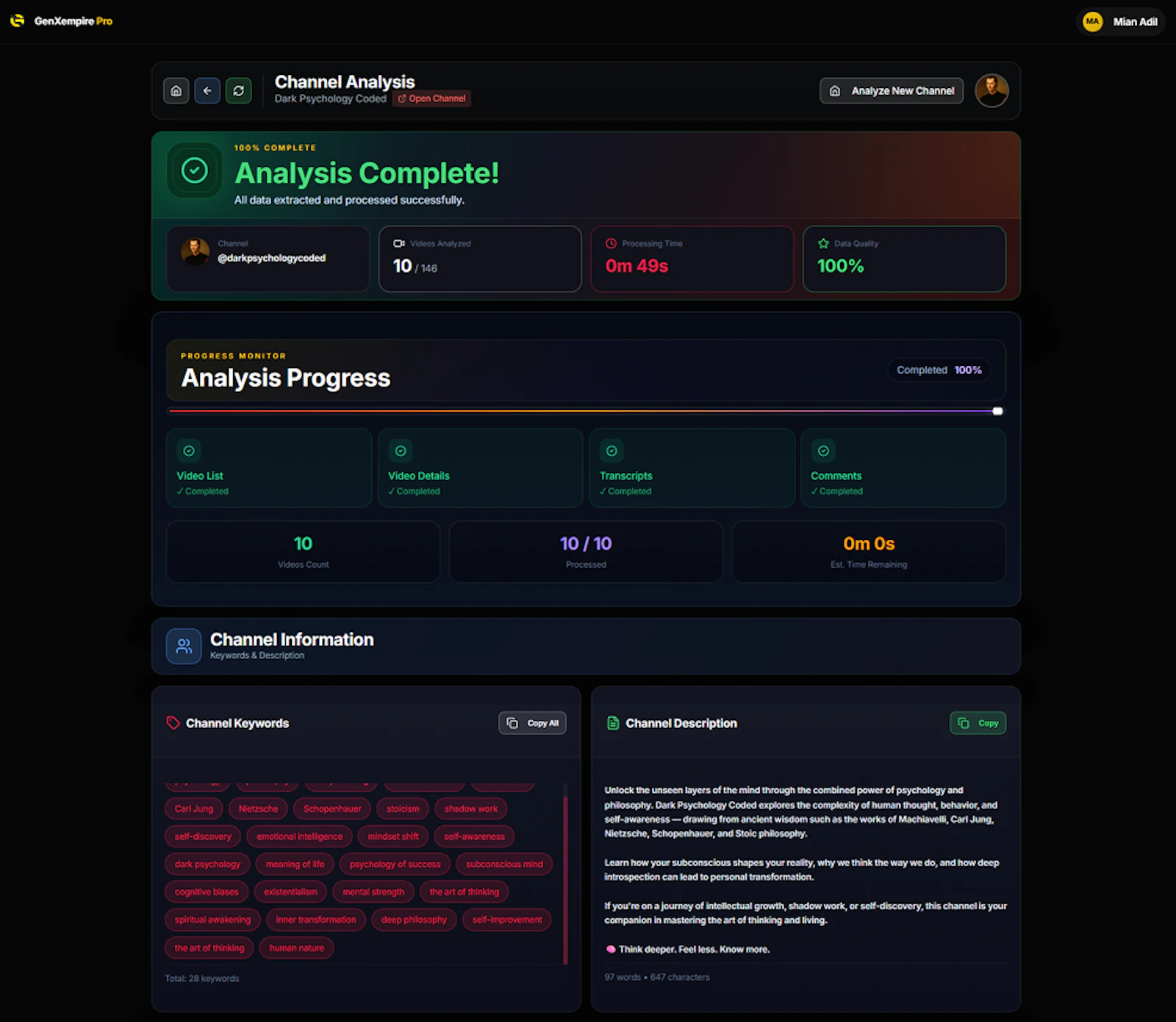 GenXEmpire YouTube Analyzer Pro screenshot 3